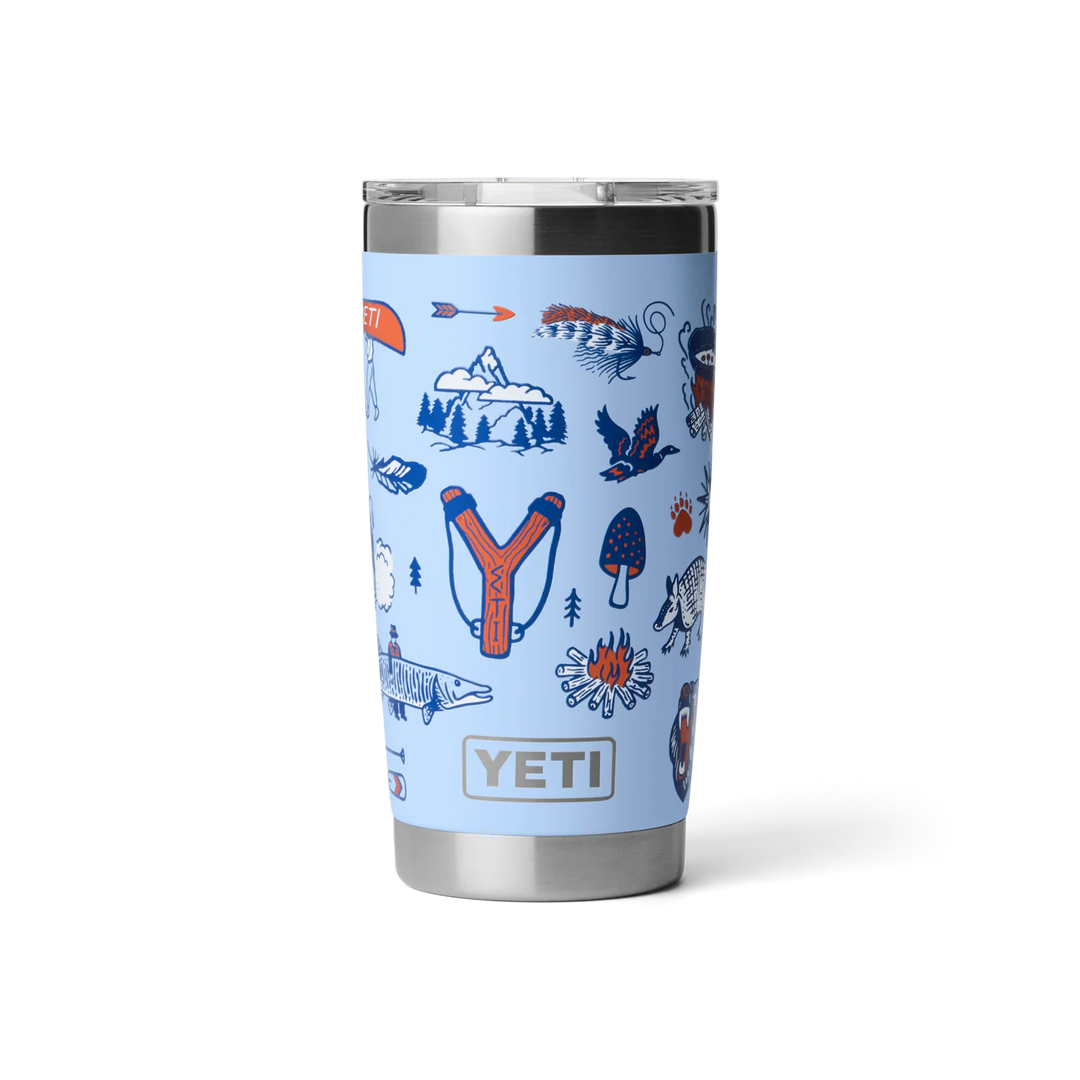 Termo Yeti 20 oz Tumbler con Tapa Magslider - Big Sky Blue Summer Camp