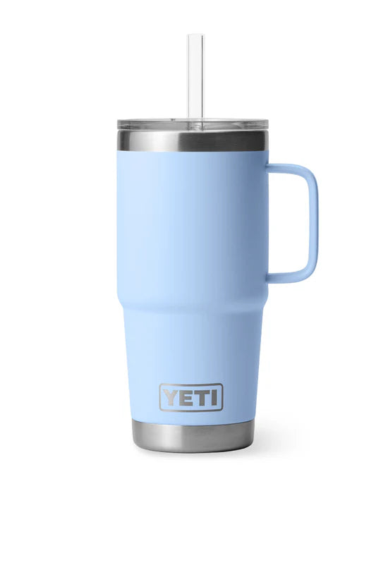 Termo Yeti 25 oz Rambler Mug con Straw Lid - Big Sky Blue