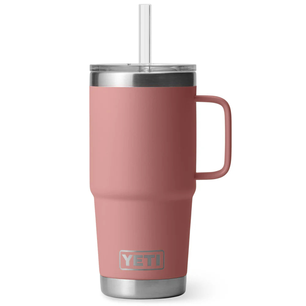 Termo Yeti 25 oz Rambler Mug con Straw Lid - Sandstone Pink