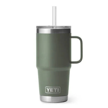 Termo Yeti 25 oz Rambler Mug con Straw Lid - Camp Green