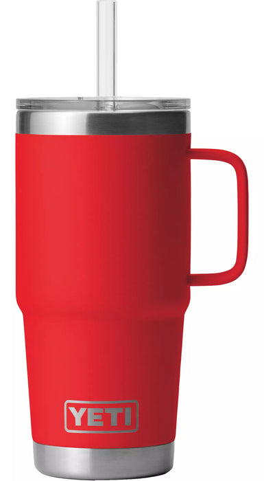 Termo Yeti 25 oz Rambler Mug con Straw Lid - Rescue Red